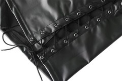 Mens PU Leather Side Lace-up Shirts Vest Turn-down Collar Dance Club Crop Tops