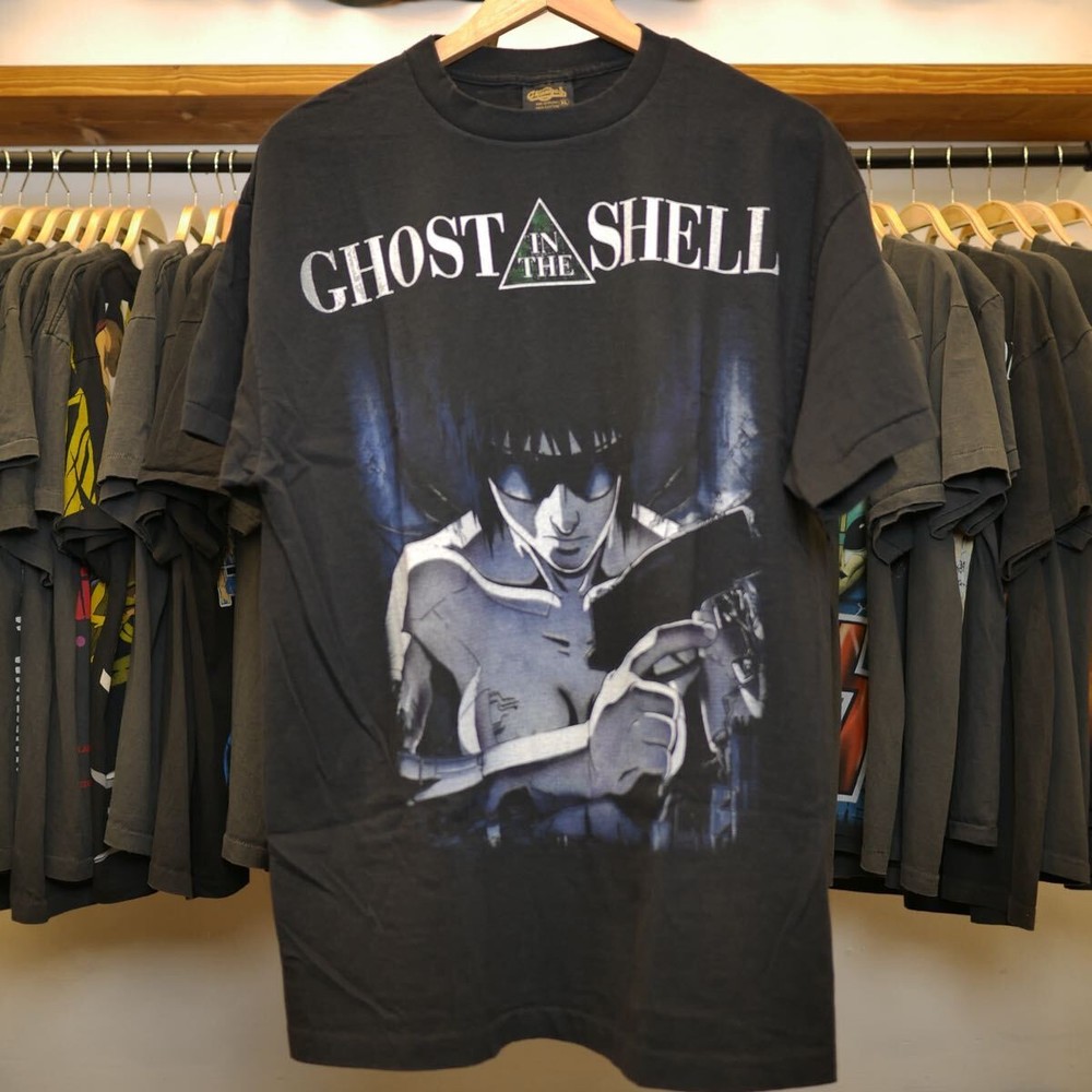90s Retro style Ghost In The Shell Anime Rare Design Black T shirt NH28795