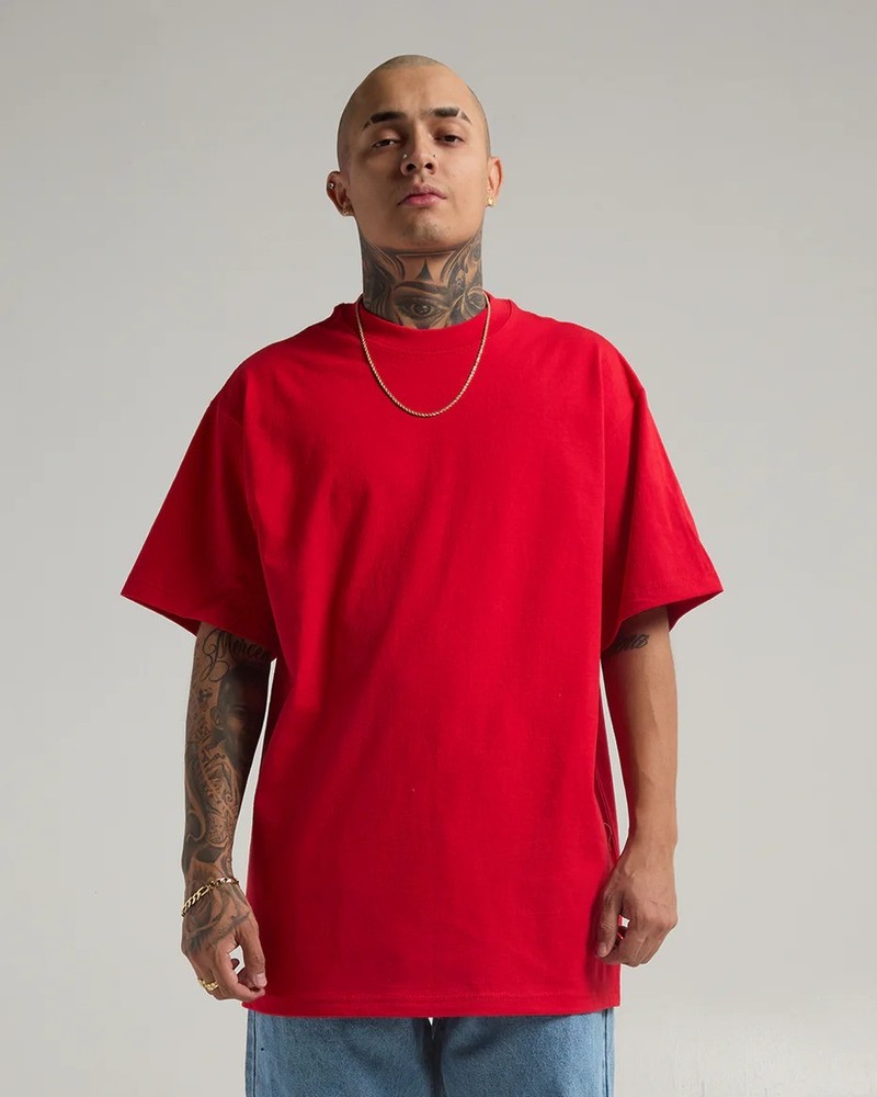 Shaka Wear Men RED Max Heavyweight Short Sleeve Tee Shirt 7XL Big & Tall Blank T