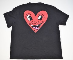 Keith Haring Heart Face Graphic Black T Shirt Smiley Double Sided Art Artist