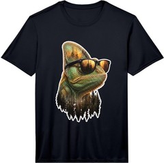 Funny Chameleon with Sunglasses Animal Graphic Performance T-Shirt