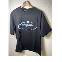 PRADA Black Cotton Graphic Embroidered T-Shirt Men’s Size L Crew Neck Short Sle…