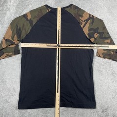 CSG Shirt Mens Medium Black Camo Raglan 3/4 Sleeve Baseball Tee Crew Neck Casual