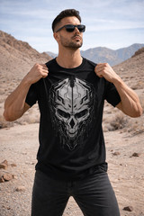 Men’s Ghost Skull Gamer T-Shirt Workout Regular Fit Cotton Tee Summer Streetwear