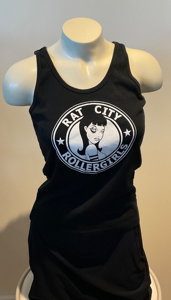 VTG Y2K Rat City Rollergirls Tank Top – American Apparel Classic Girl Large blk