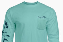 Mens Salt Life Liquid Depth Badge Pocket Long Sleeve T-Shirt – XL & Large – NWT