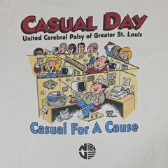 Vintage United Cerebral Palsy Casual Day Shirt Mens XL White St. Louis Cartoon