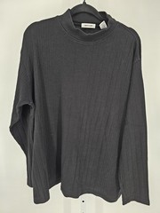 Pierre Cardin Mens Sz XXL Long Sleeve Mock Neck Knit T Shirt Black Ribbed