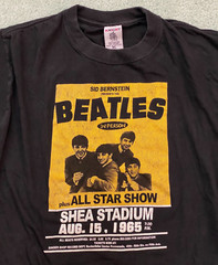 Vintage 1990s The Beatles Shea Stadium T-Shirt Black Size XL Rare