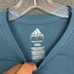 Adidas Tennis T-Shirt Mens Medium Blue Spell Out Cotton Blend Climalite Sports