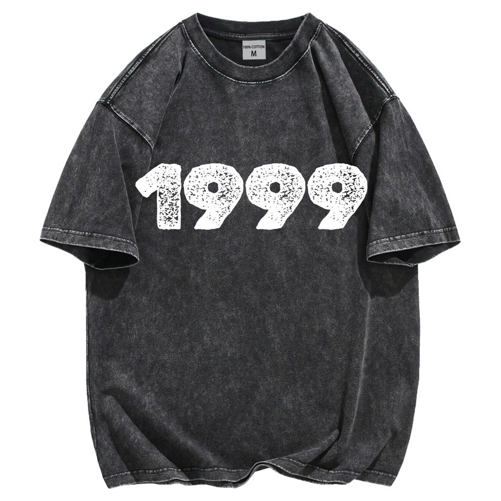 Vintage Letter Graphic T-Shirt 100% Cotton Oversized Streetwear Lace Up Tee