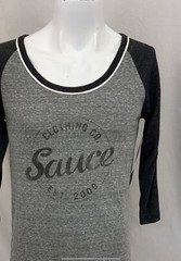 Sauce Hockey Shirt M Gray 1/2 Sleeve Poly Cotton Rayon Made USA NWT YGI O2-334