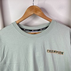 Champion Shirt Mens Large Green Chest Logo Graphic Tee Sportswear Short Sleeve