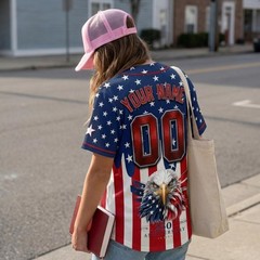 Custom Name USA 250th Anniversary Baseball Jersey Patriotic Eagle 1776-2026