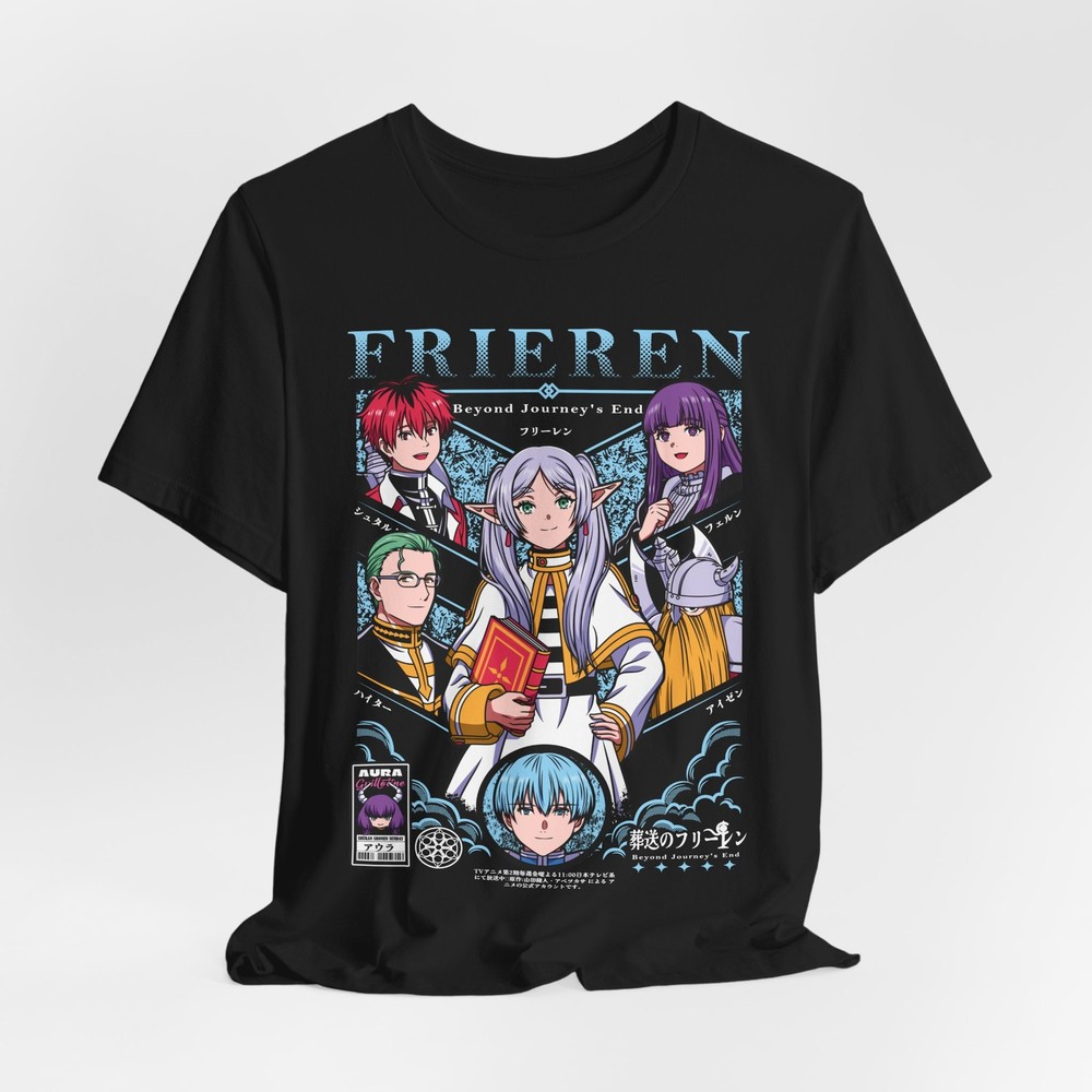 Custom Frieren Anime Character Collage Shirt | Manga Portraits, Magic Tome