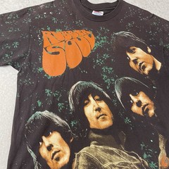 Vintage The Beatles AOP Rubber Soul Tee Shirt XL Made In USA FLAWS Band Music T