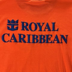 Vintage Sea Trek Royal Caribbean Tshirt Puffy Words Neon Orange One Size Fit All