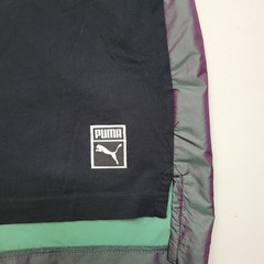 PUMA Men’s Color Block Image Tee Black Iridescent Purple Color Shift Size L