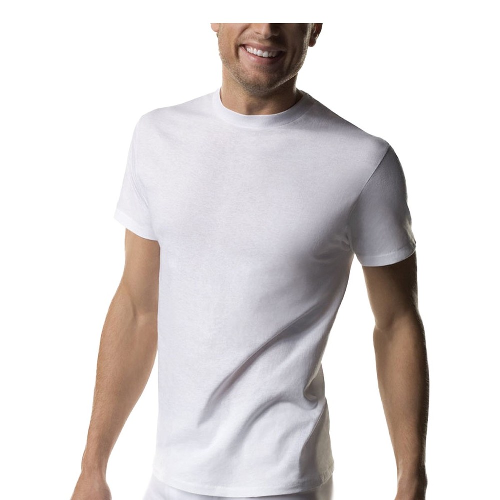 Hanes Men’s White 3 Pack Tagless Stretch Crew Neck T-Shirt 2135DG