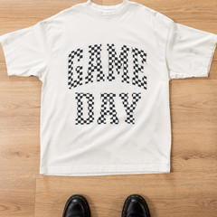 Game Day Checkered Shirt Black Retro Sports Fan Graphic Tee Unisex