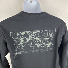 Vans Long Sleeve Shirt Men Small Black Classic Fit Solid Graphic Tee Skateboard