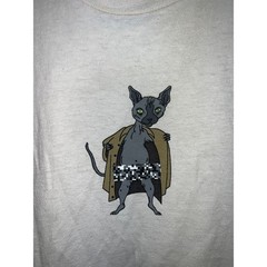 Alab Cat Shirt Hairless Sphynx Cat White Cartoon Kitten Animal Tee Medium