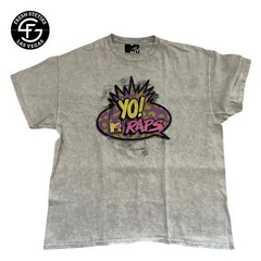 YO MTV Raps Shirt Retro Neon Graphics Hip Hop Music Television Gray Men Large