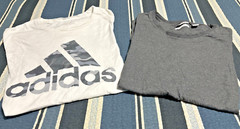Lot of 2, XXL Men’s Tees-Soft Calvin Klein Gray, & White w/Gray Adidas Graphic
