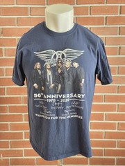 Aerosmith 50th Anniversary 1970-2020 Black Short Sleeve Crewneck T-Shirt Mens XL