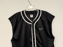 Vintage Nike Men’s Tank Size Large Black Jersey Mesh Button Up Sleeveless Top