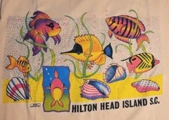 Vintage 90’s Anvil Single Stitch Colorful Neon Fish Shirt S.C. XL Apricot Color