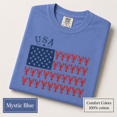 Patriotic Lobster Flag Shirt, Coastal USA Comfort Colors Fourth of July Tee