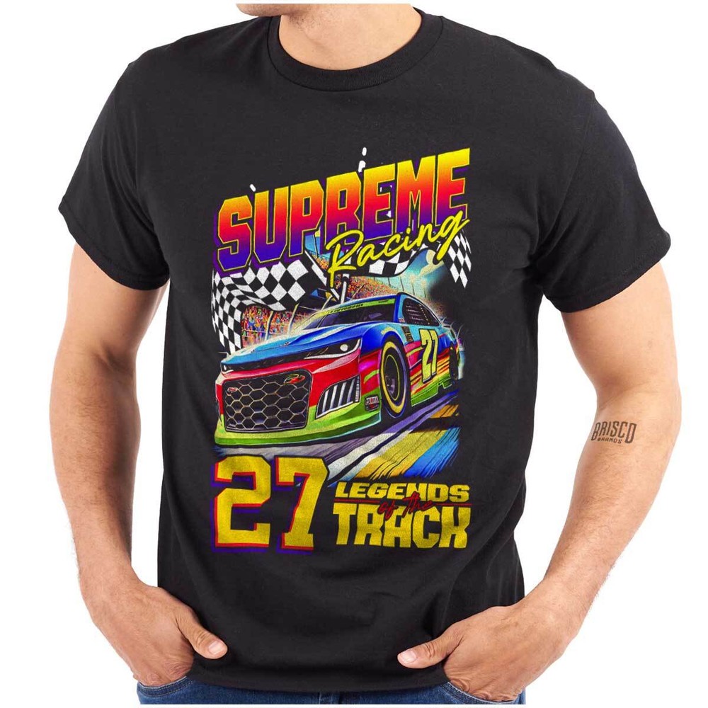 Supreme Racing 27 Legends Track Racecars Mens Casual Crewneck T Shirts Tees