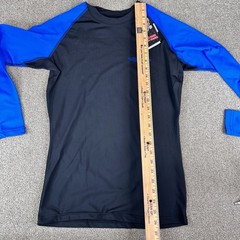 Long Sleeve Rash Guard Adult Medium Black/Royal Blue Compression Shirt