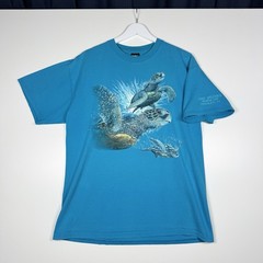 + Vintage Y2K Turtles Ocean Shirt – Blue – Gulf Specimen Marine Lab Florida – L
