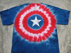 Vintage Marvel Captain America Shirt Mens Large Red Blue Super Hero Tie Dye AOP