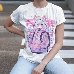 Pastel Goth Anime Mystic Cat Oversized T-shirt | Harajuku Streetwear