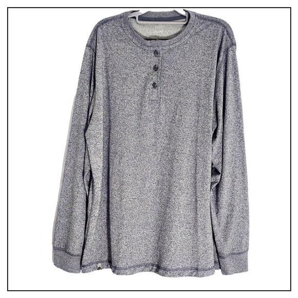 Ocean Coast Shirt Men L Gray Casual Weekend Stretch Henley Long Sleeve Top