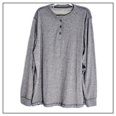 Ocean Coast Shirt Men L Gray Casual Weekend Stretch Henley Long Sleeve Top