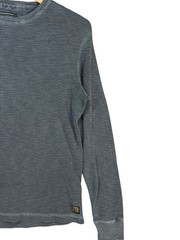 Lucky Brand Slub Thermal Shirt Mens M Gray Waffle Knit Long Sleeve Crewneck
