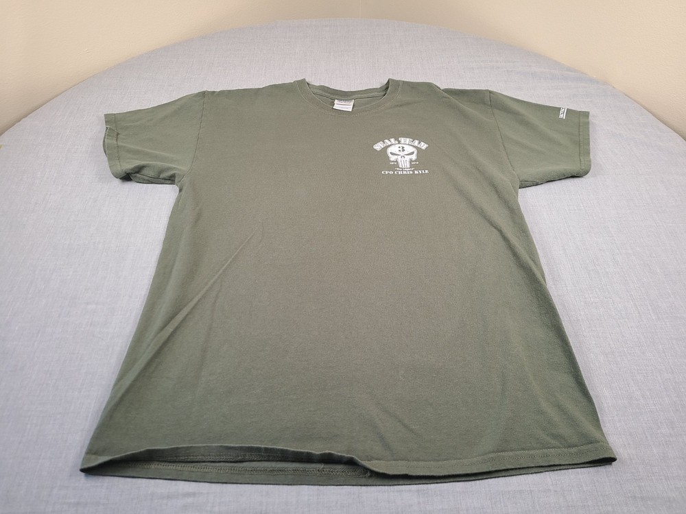 Chris Kyle Shirt Mens Large Green SEAL TEAM The Legend Tactical Military 2-Sided