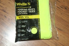 NIP Walls Working Man’s Pocket Tees S/S Hi-Vis Yellow -Large – 2 Pack