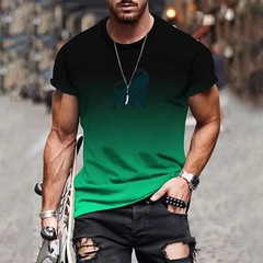 Trendy and fashionable new men’s T-shirt 3D printed gradient printed top summer