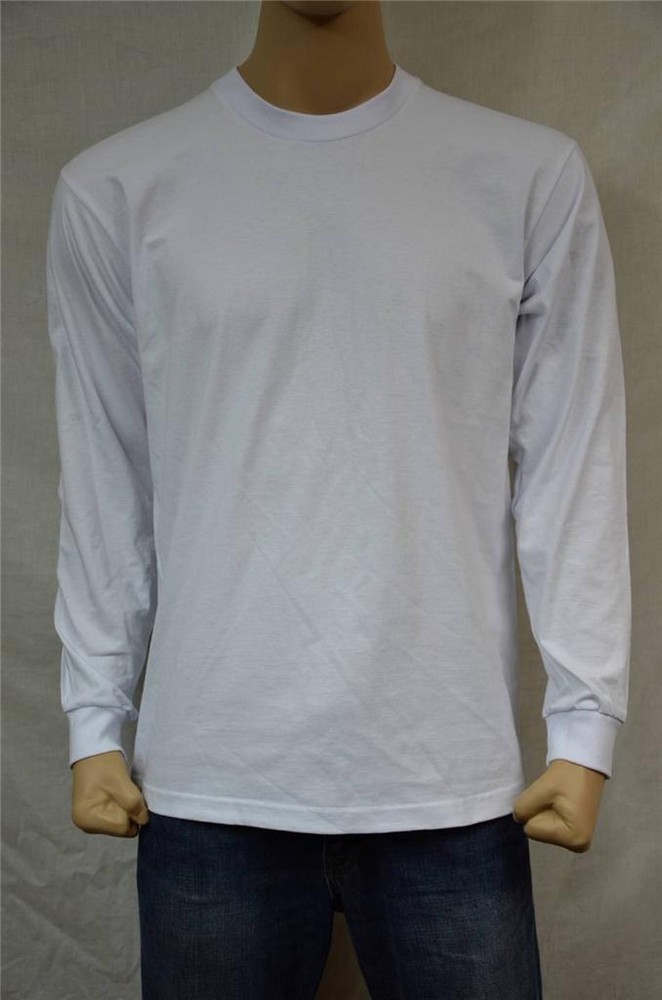 1 PRO5 SUPER HEAVY WEIGHT LONG SLEEVE T-SHIRT PLAIN WHITE S-7XL 1PC