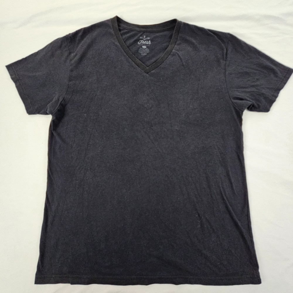 Fresh Clean Tees Black Short Sleeve Cotton Blend V-Neck T-Shirt Men’s L