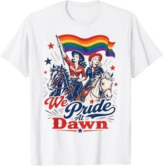 Vintage Lesbian Pride Western LGBTQ Cowgirl We Pride At Dawn T-Shirt