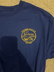 Hanes Tagless 6.1 Men’s Blue Tierra Del Sol 4×4 Graphic Tee L Crew Neck