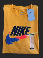 Nike Men Sportswear Graphic Sz Large T-Shirt Yellow Gold Multi Color Swoosh New