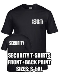Security Work Wear T-Shirt Text Back Front Sleeve Staff Team Gigs Events S-5XL