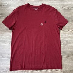 Nautica Crewneck Deck T-Shirt Mens XL Deep Crimson Red 100% Cotton NWT